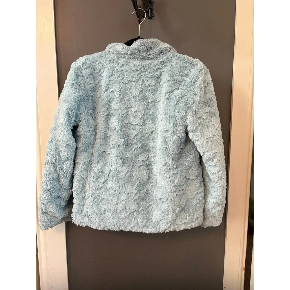 North face mossbud swirl girls large 14/16 gray blue reversible jacket coat